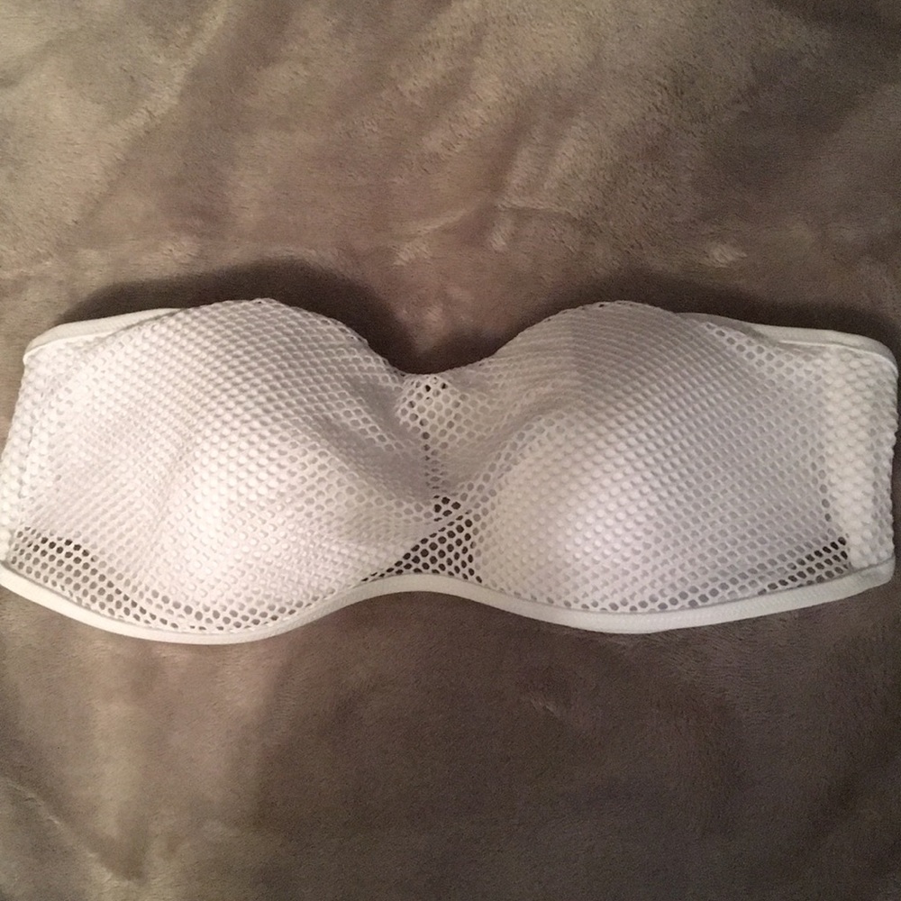 Victoria secret white netting strapless swim top
